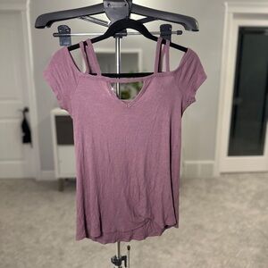 American Eagle Outfitters Purple Cold Shoulder Top